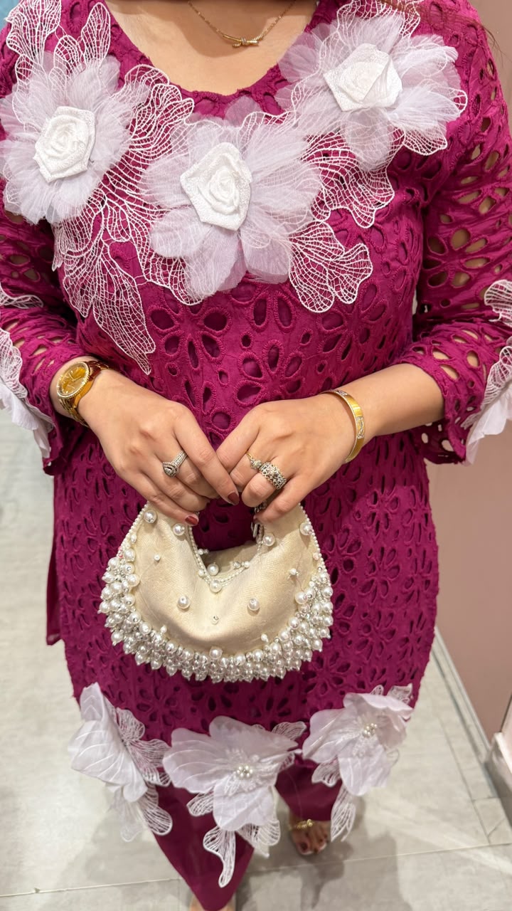 3D Floral Appliqué Patiala Suit Set