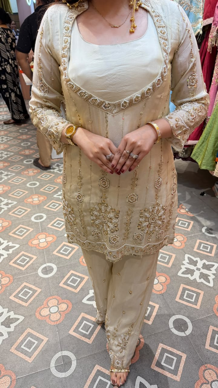 Luxury Embroidered Straight Kurta with Palazzo