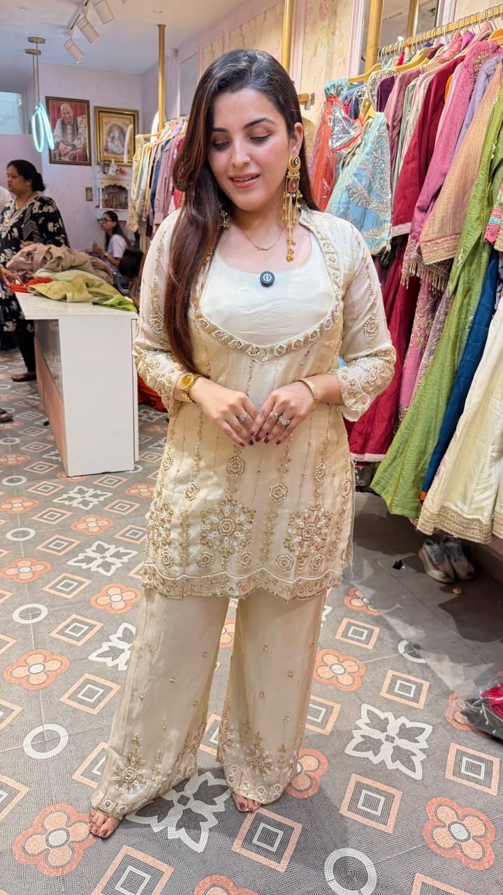 Luxury Embroidered Straight Kurta with Palazzo