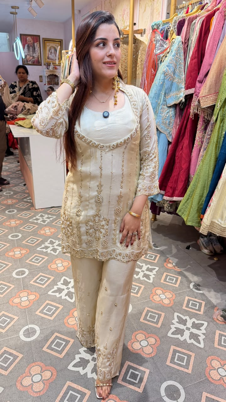 Luxury Embroidered Straight Kurta with Palazzo