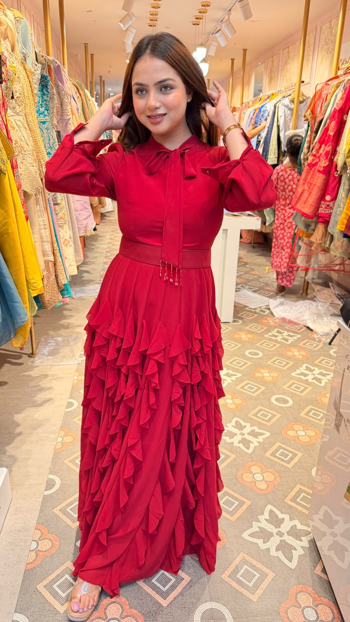 Tiered Ruffle Gown Dress