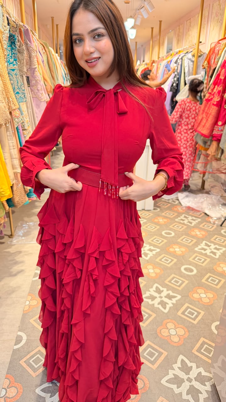 Tiered Ruffle Gown Dress