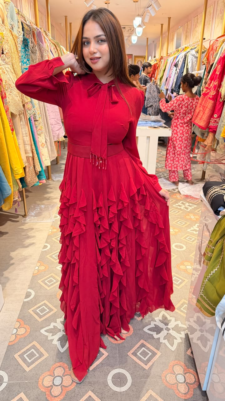 Tiered Ruffle Gown Dress