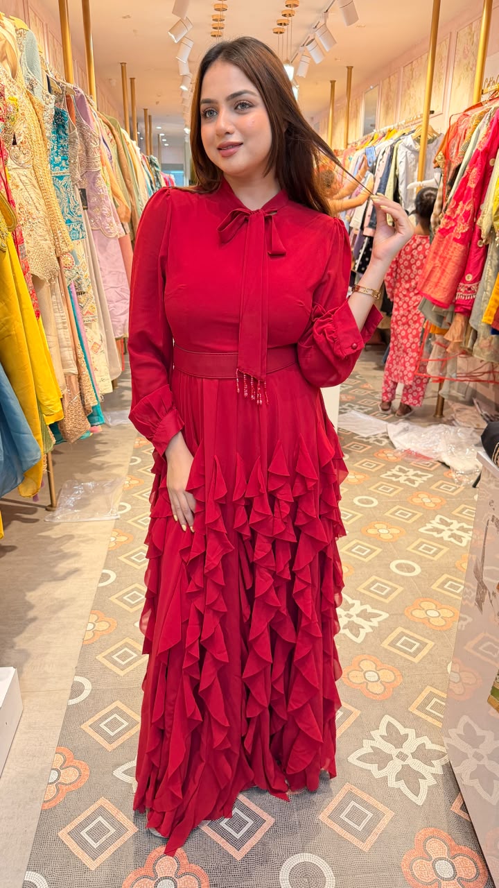 Tiered Ruffle Gown Dress