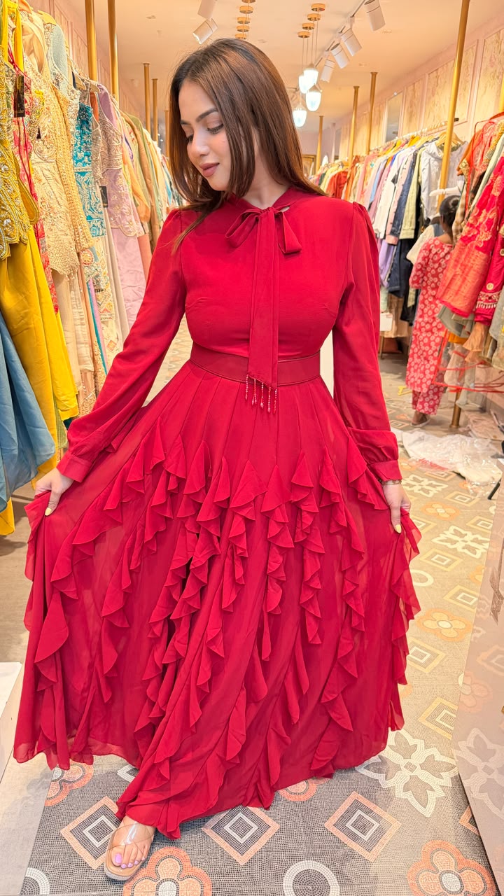 Tiered Ruffle Gown Dress