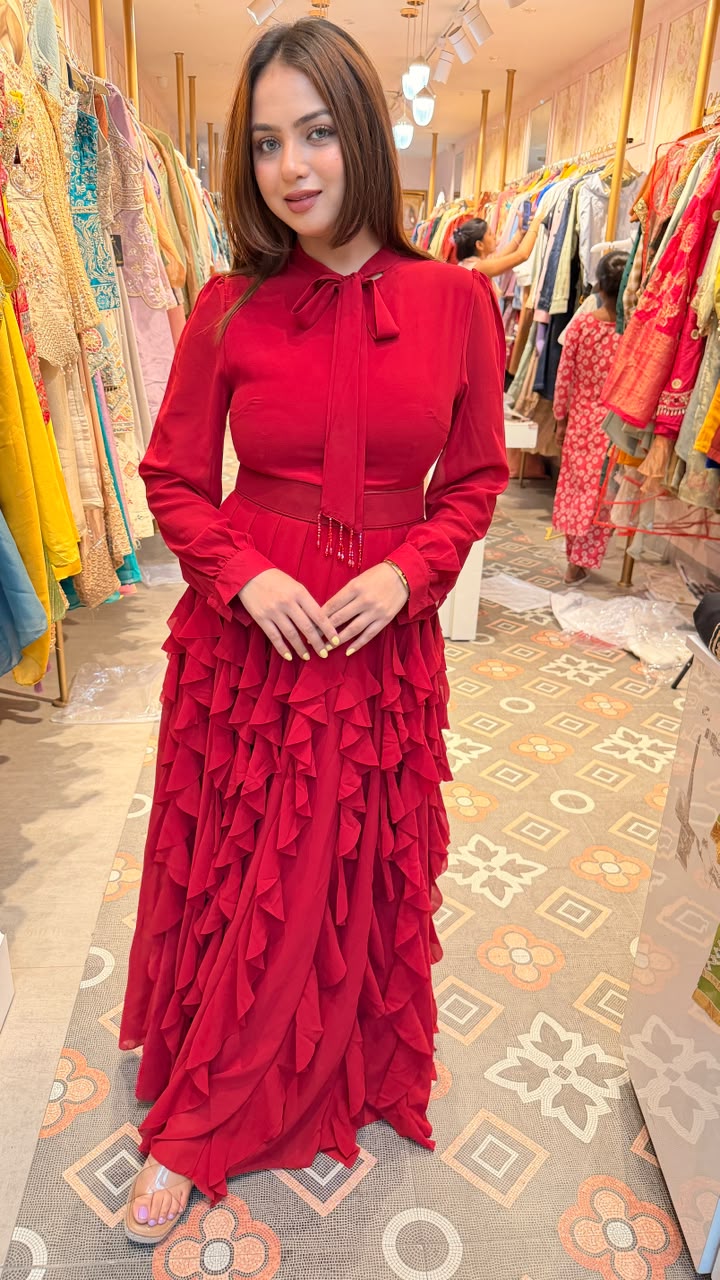 Tiered Ruffle Gown Dress