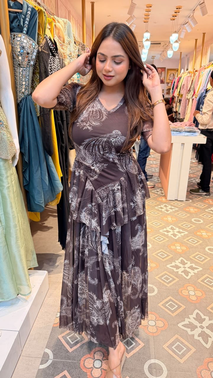 Floral Draped Gown