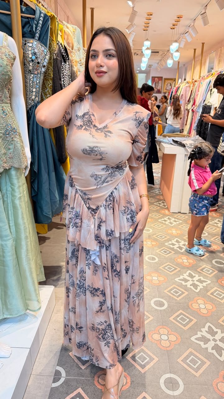 Floral Draped Gown