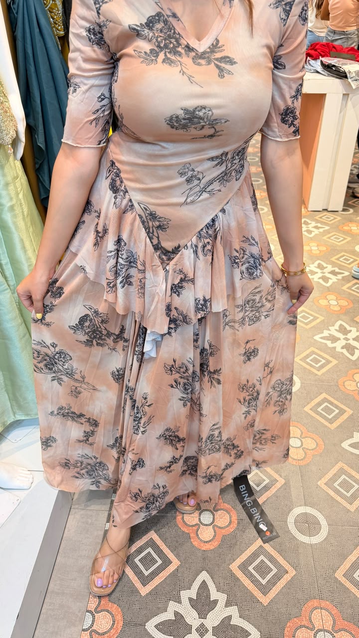 Floral Draped Gown