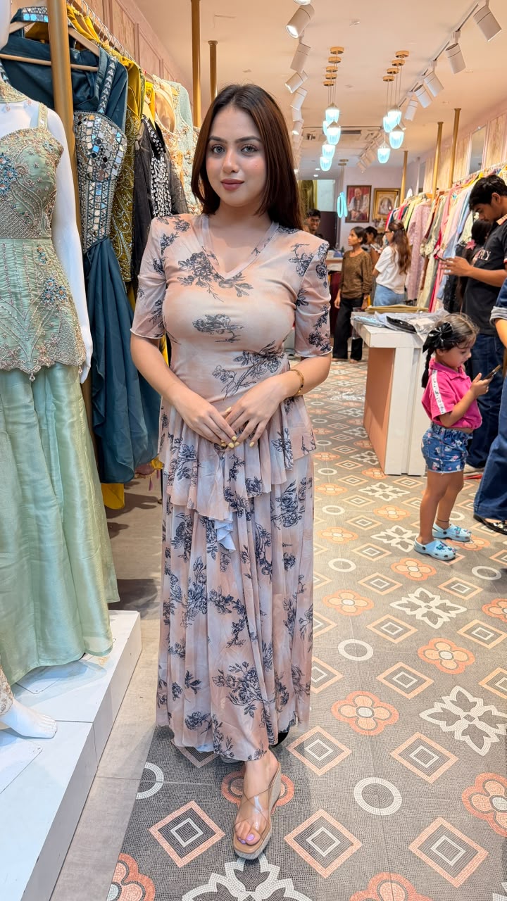 Floral Draped Gown