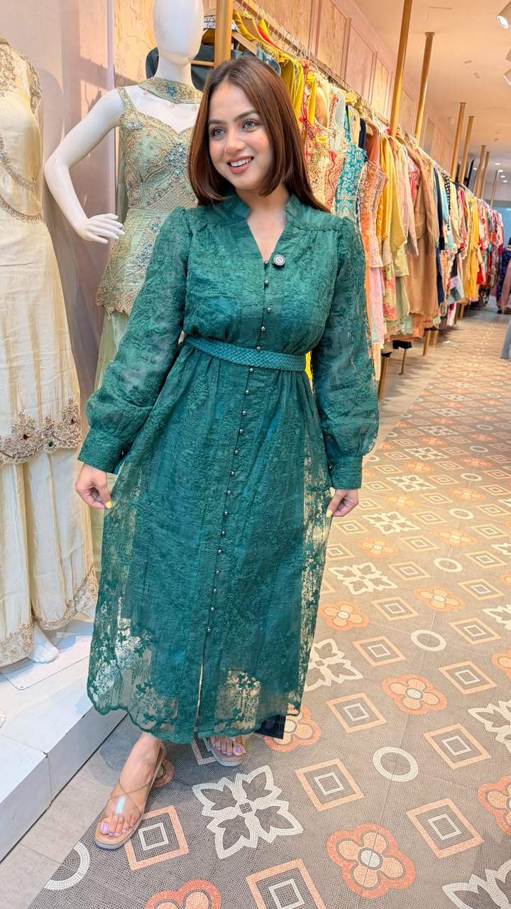 Lace Belted Maxi Dress