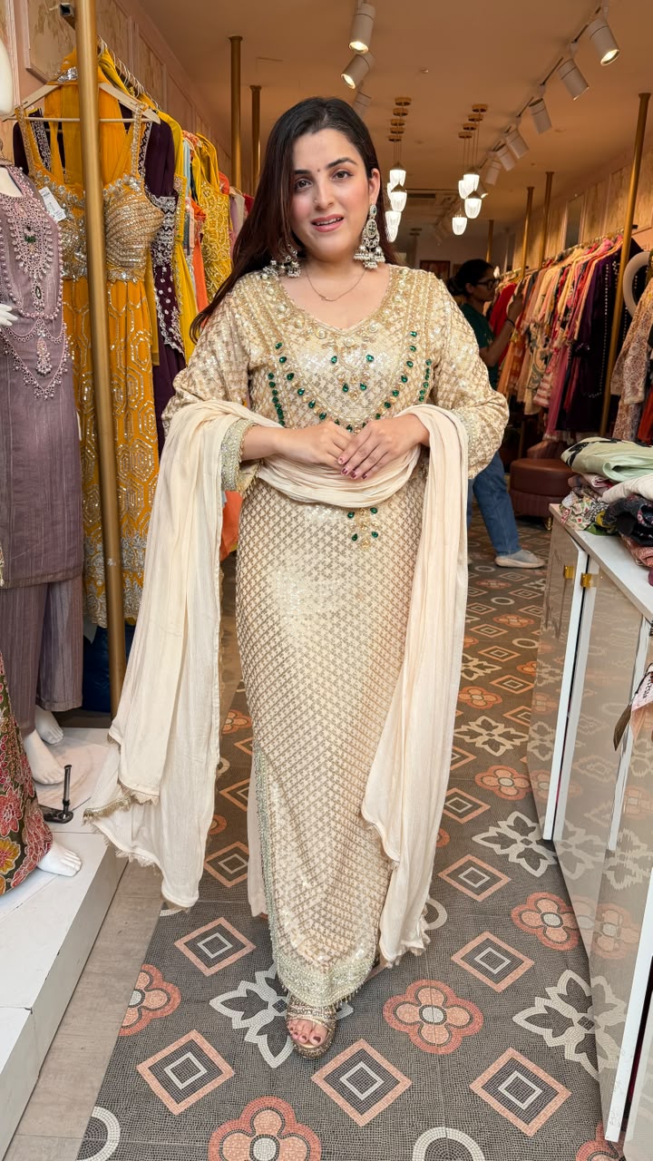Embroidered Long Kurta Set