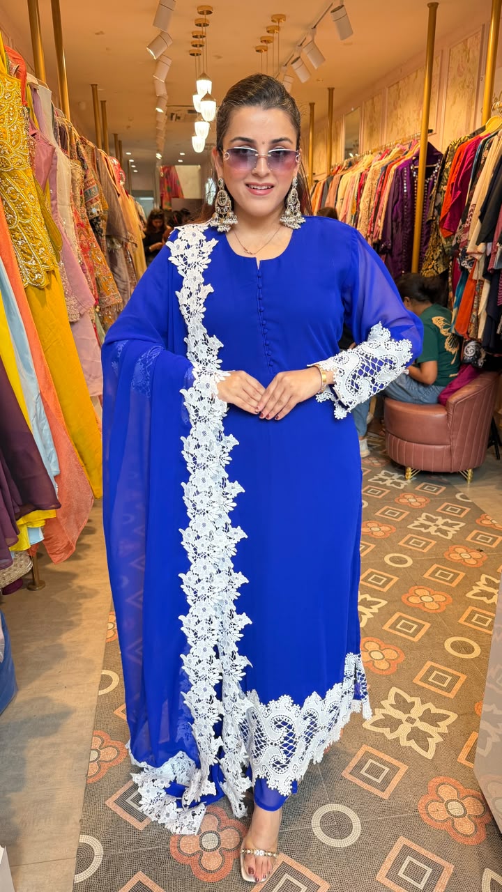 Pakistani-style straight georgette kurti set
