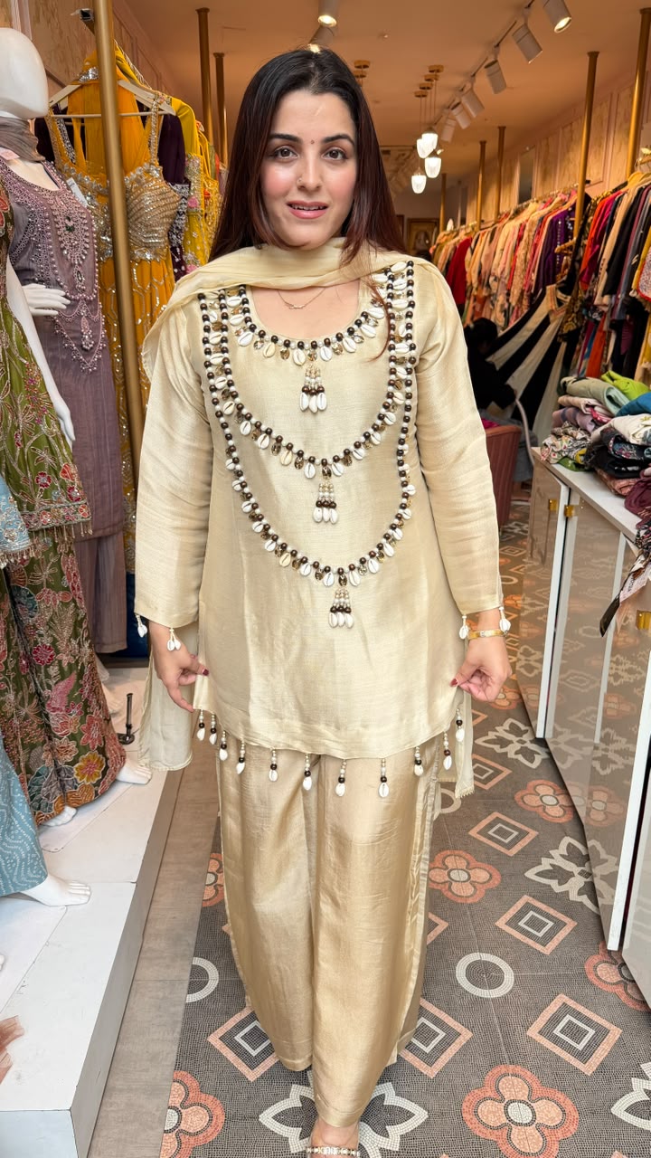 Front-Panel Embellished Kurta with Matching Afghani Pants