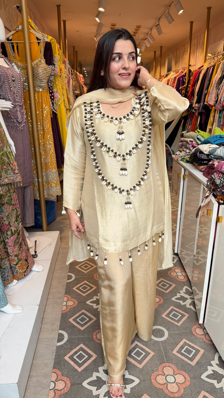Front-Panel Embellished Kurta with Matching Afghani Pants