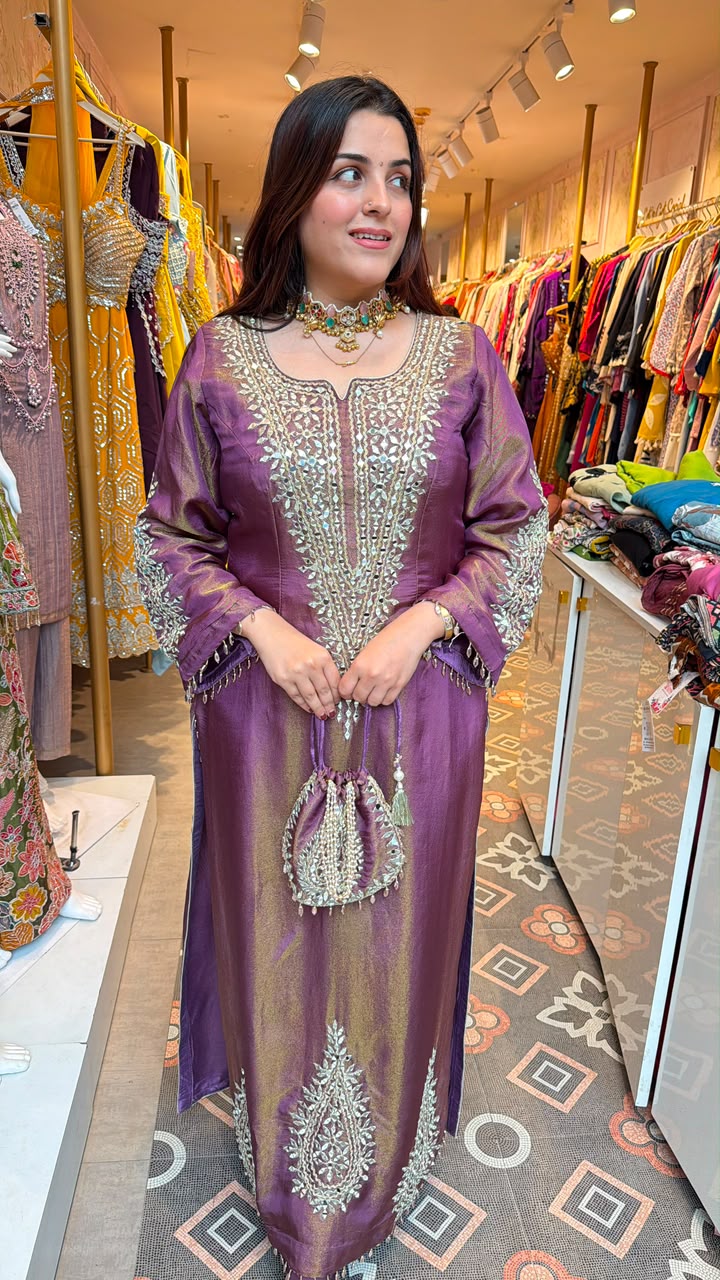 Fuchsia Pink Embroidered Straight Kurta