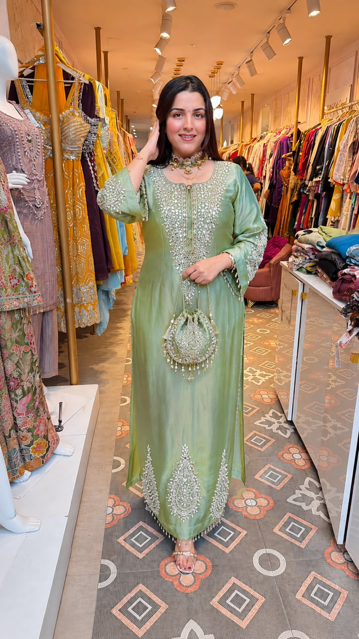Fuchsia Pink Embroidered Straight Kurta