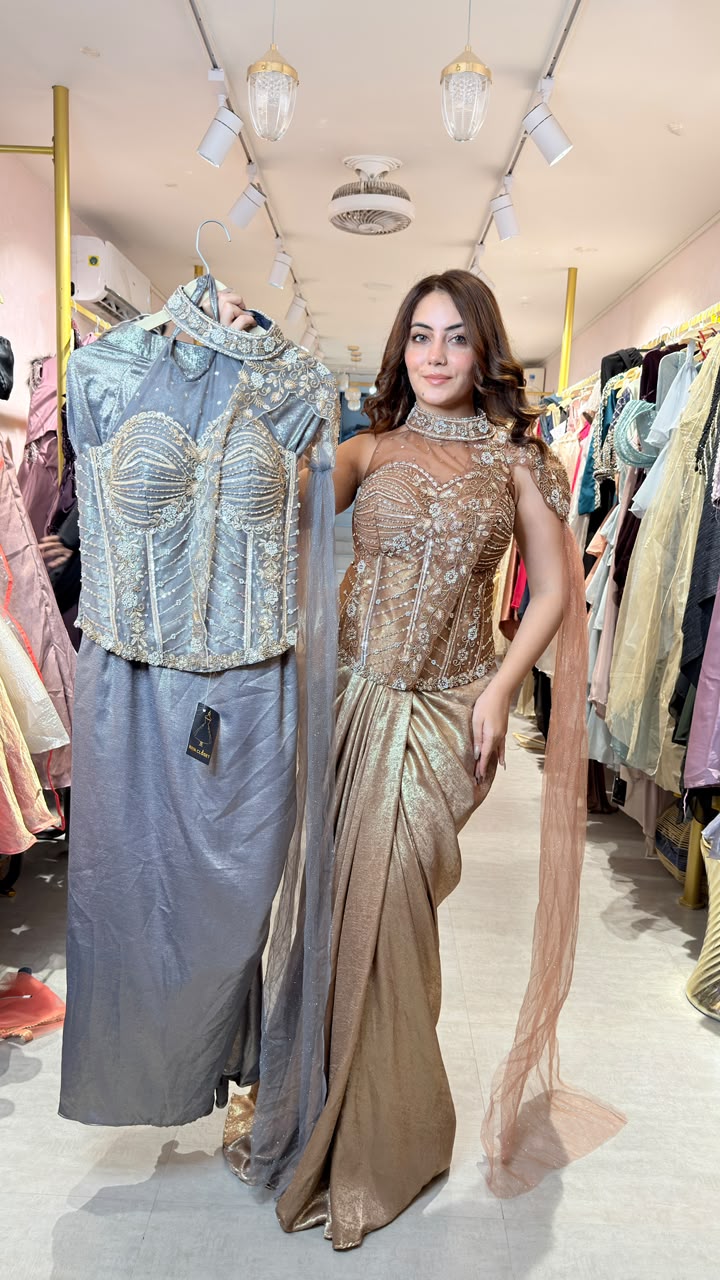 Draped Corset Saree Gown