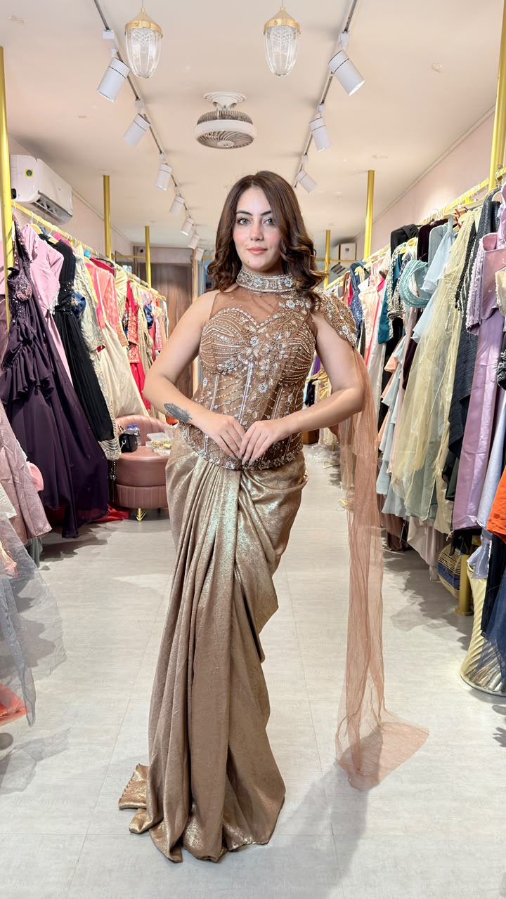 Draped Corset Saree Gown