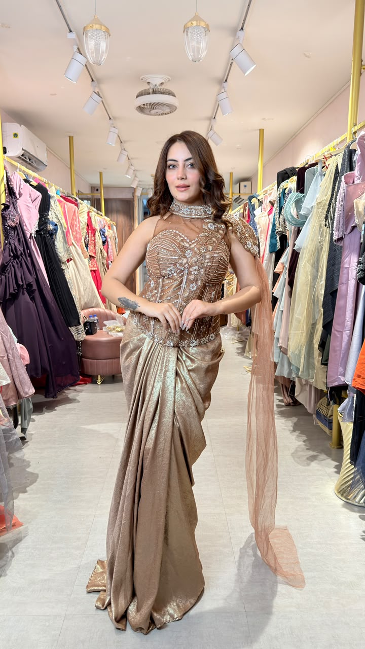 Draped Corset Saree Gown
