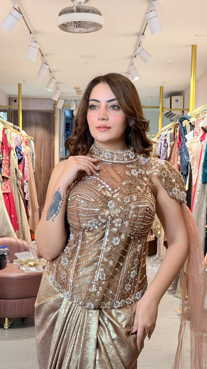 Draped Corset Saree Gown