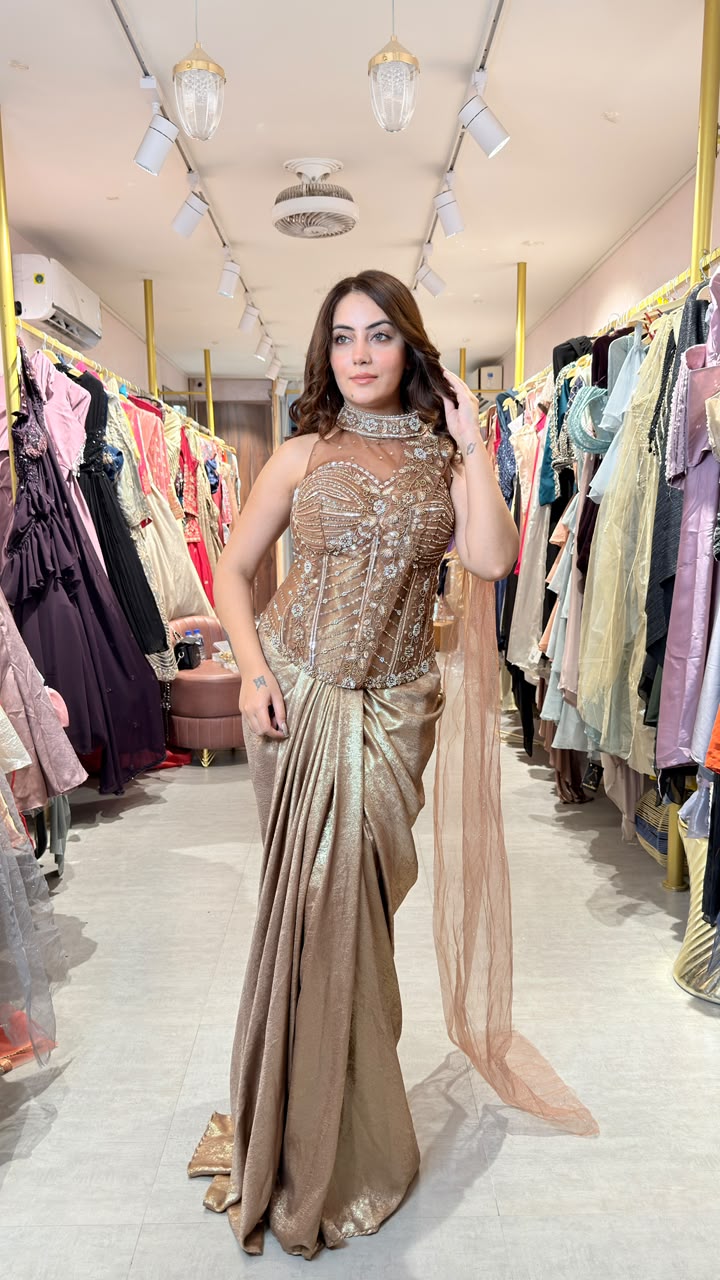 Draped Corset Saree Gown