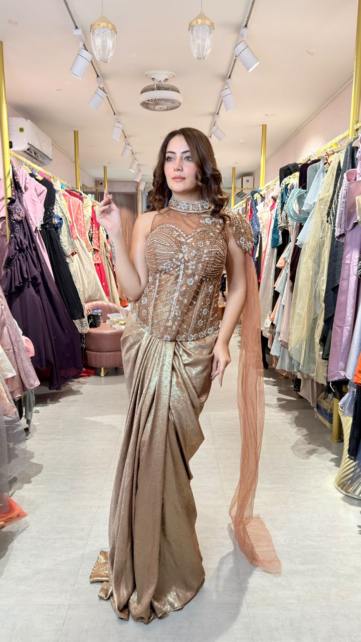 Draped Corset Saree Gown