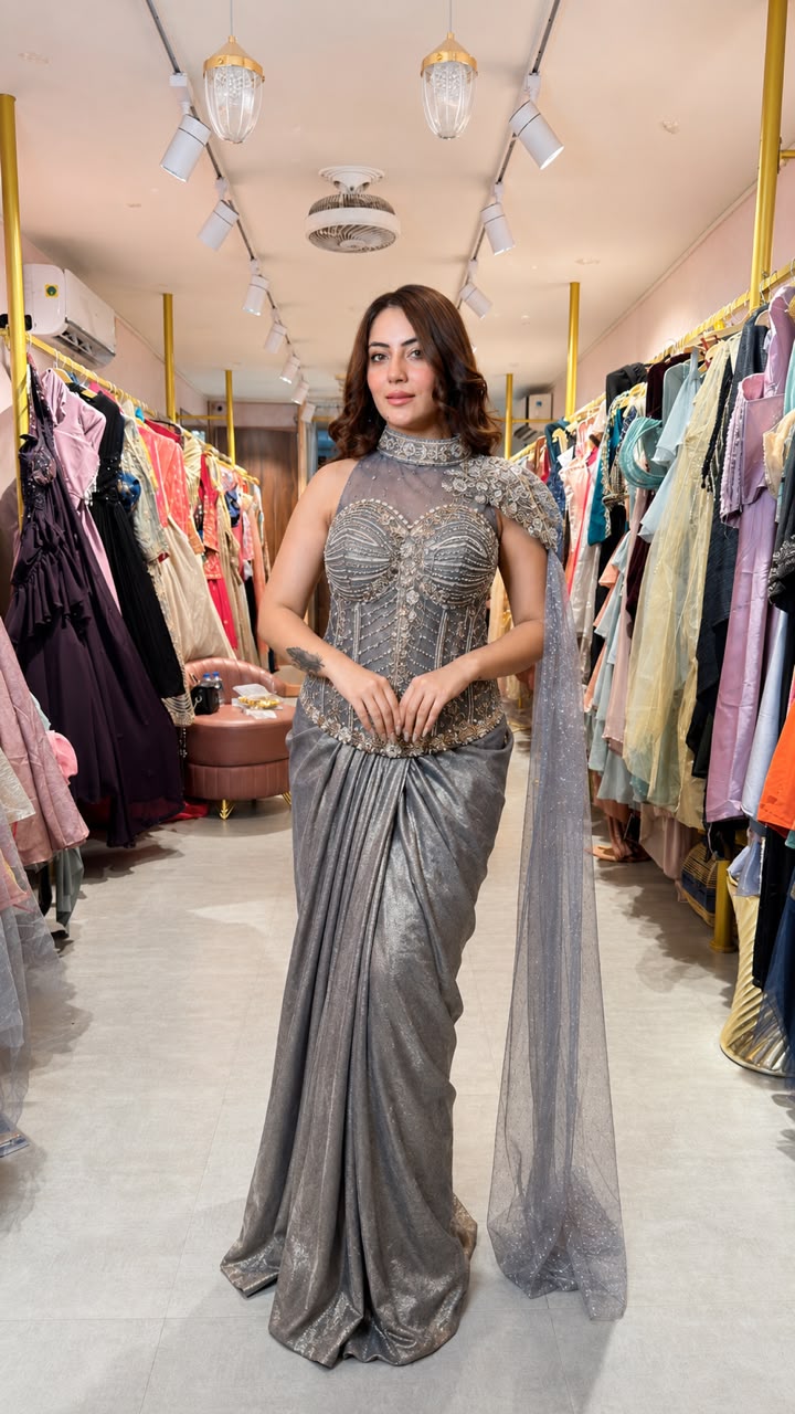 Draped Corset Saree Gown