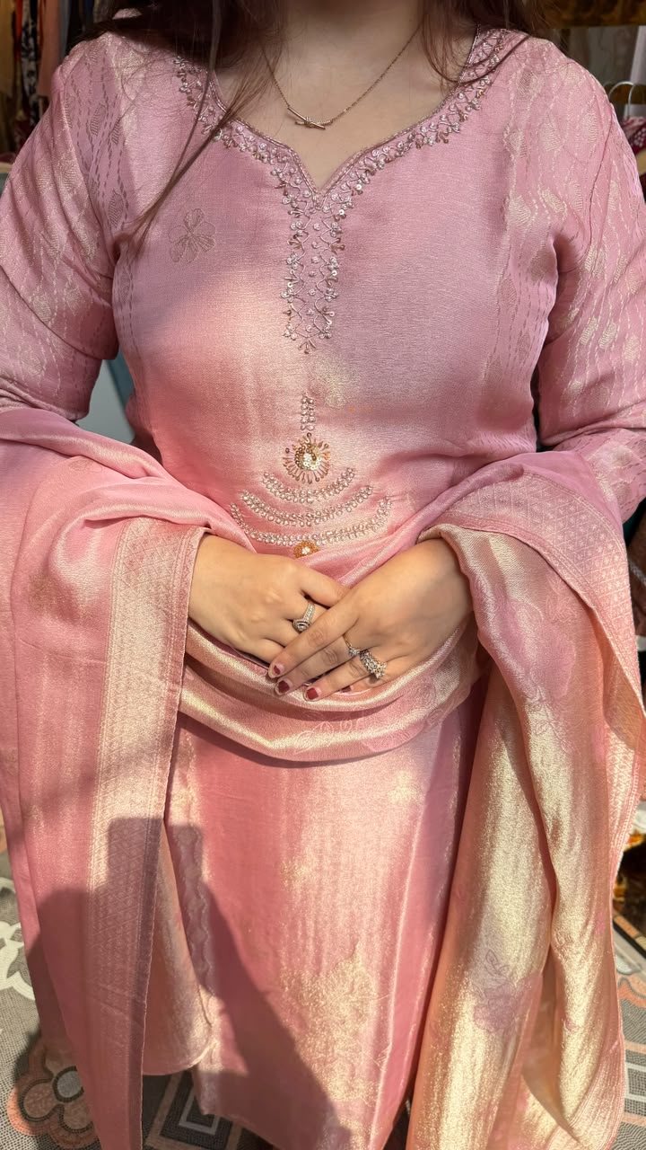 Zari Embroidered Straight Kurta Set