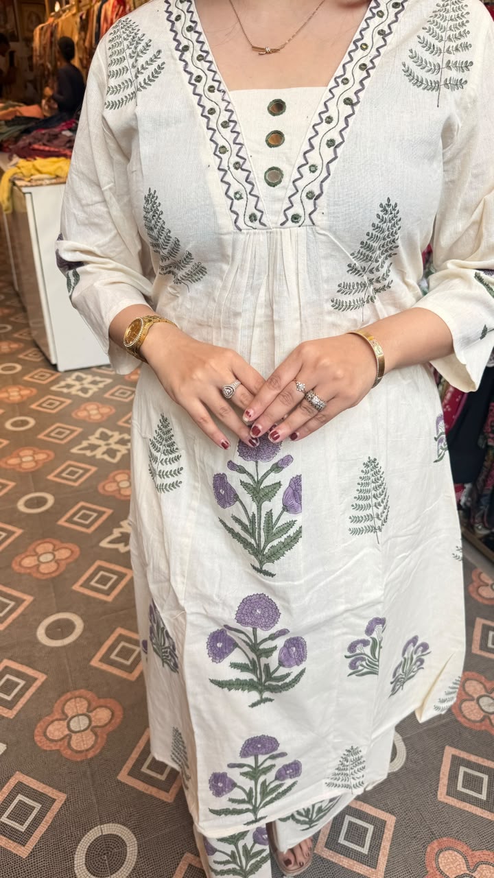 Floral Printed Straight Kurta Set