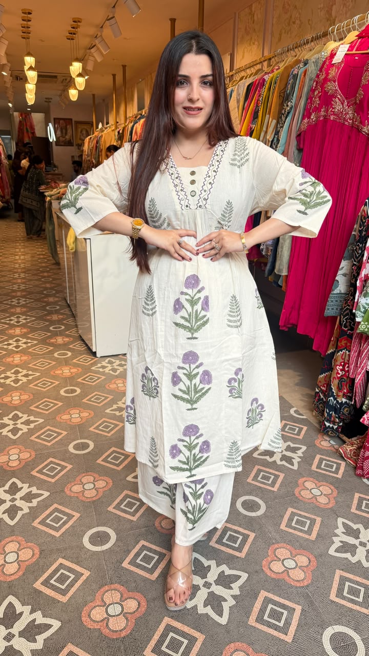 Floral Printed Straight Kurta Set