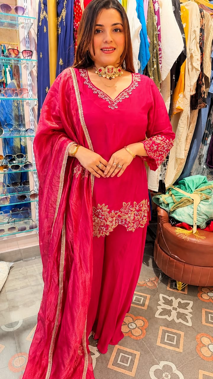 Royal Blue Embroidered Punjabi Suit Set