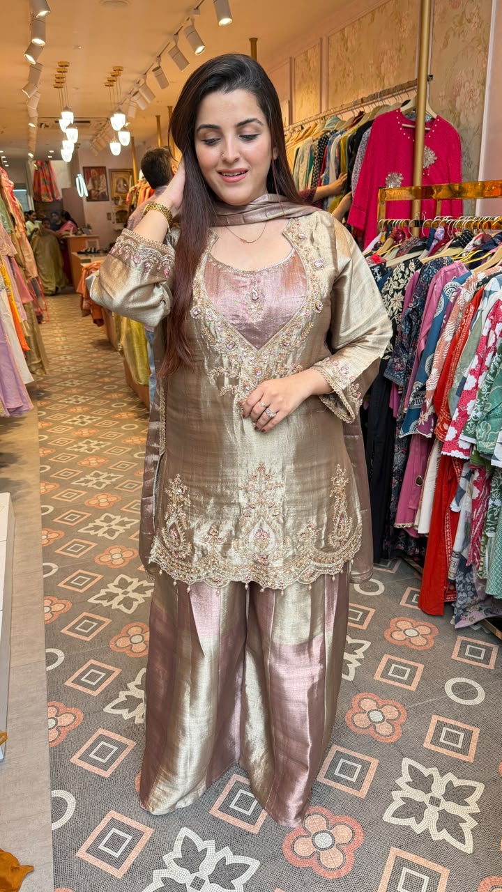 Luxury Embroidered Silk Blend Punjabi Suit Set