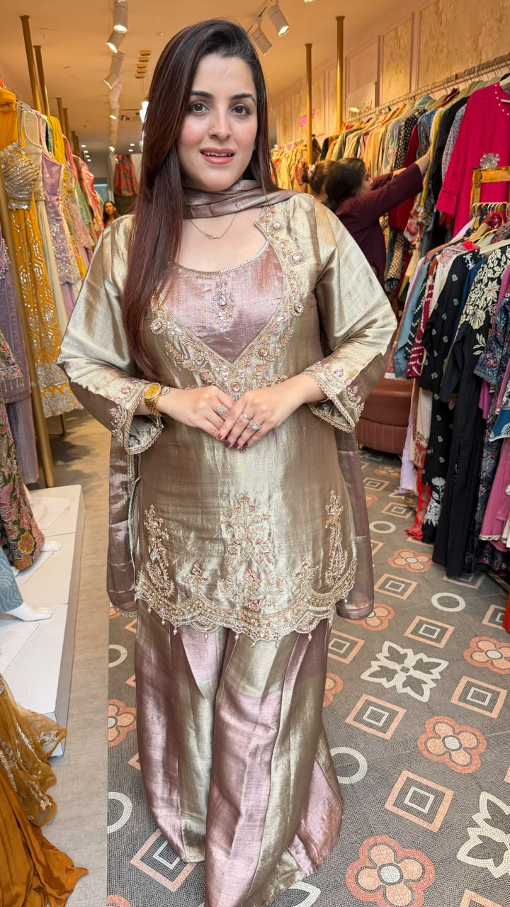 Luxury Embroidered Silk Blend Punjabi Suit Set