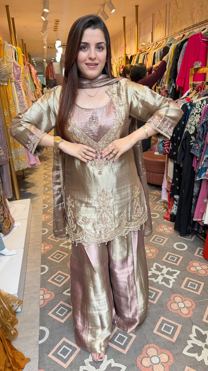 Luxury Embroidered Silk Blend Punjabi Suit Set