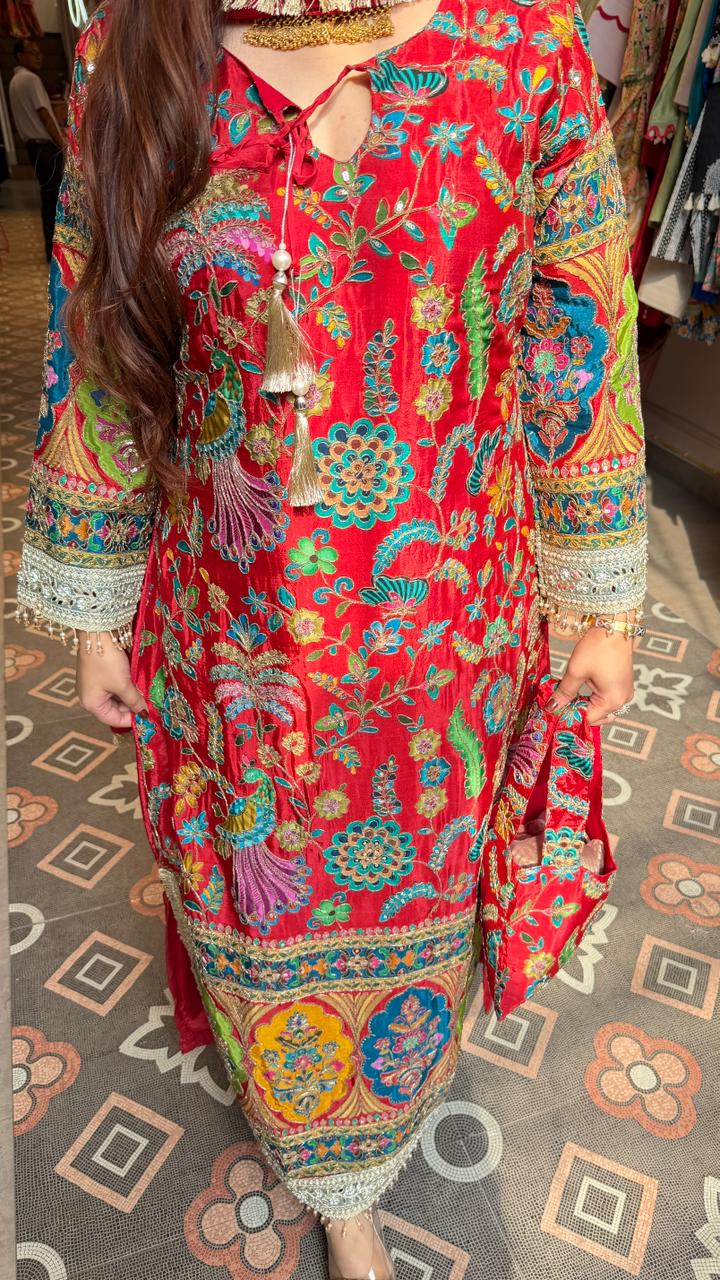 Rani Multicoloured Kashmiri-Inspired Embroidered Kurta Set