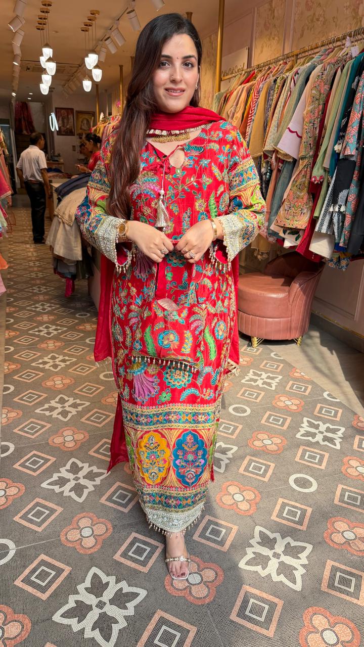 Rani Multicoloured Kashmiri-Inspired Embroidered Kurta Set