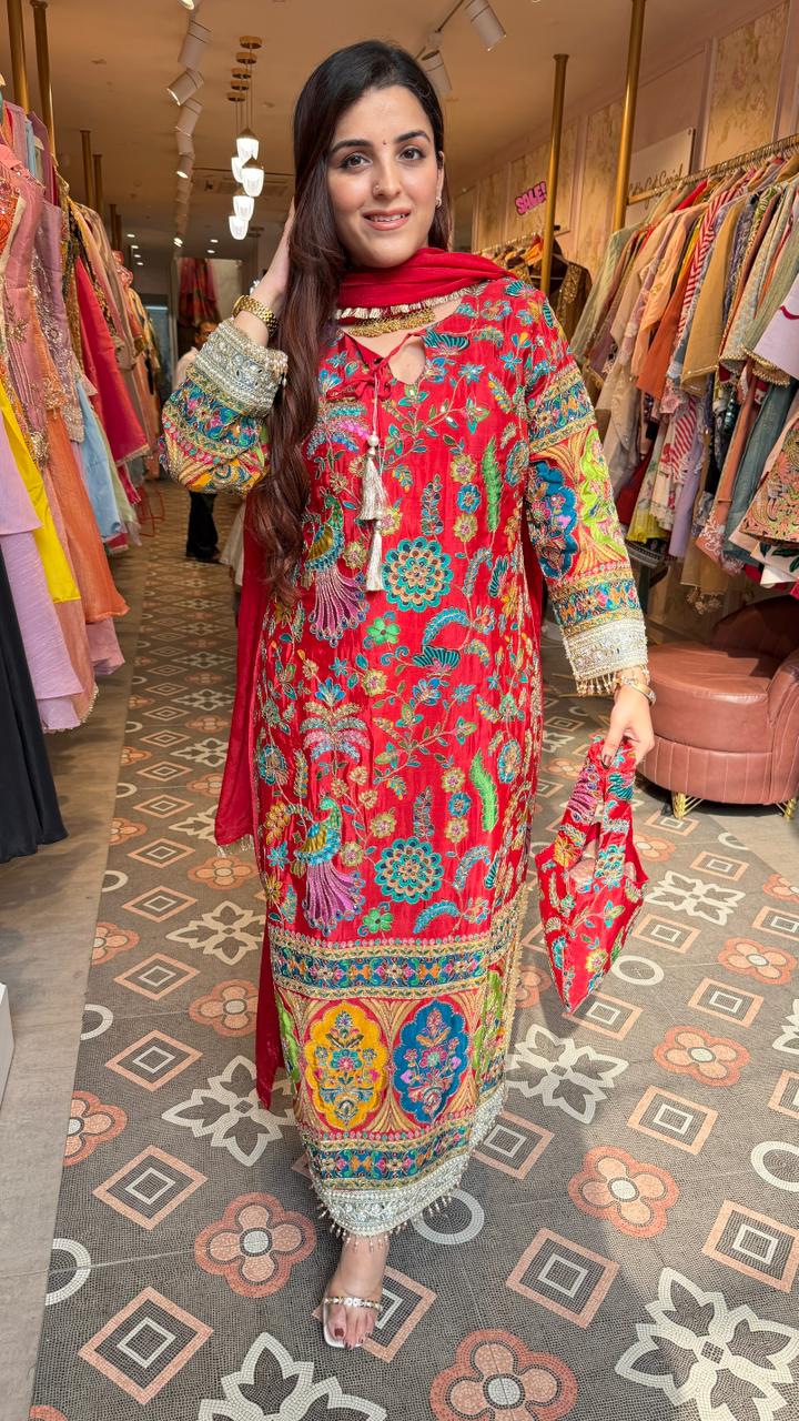 Rani Multicoloured Kashmiri-Inspired Embroidered Kurta Set