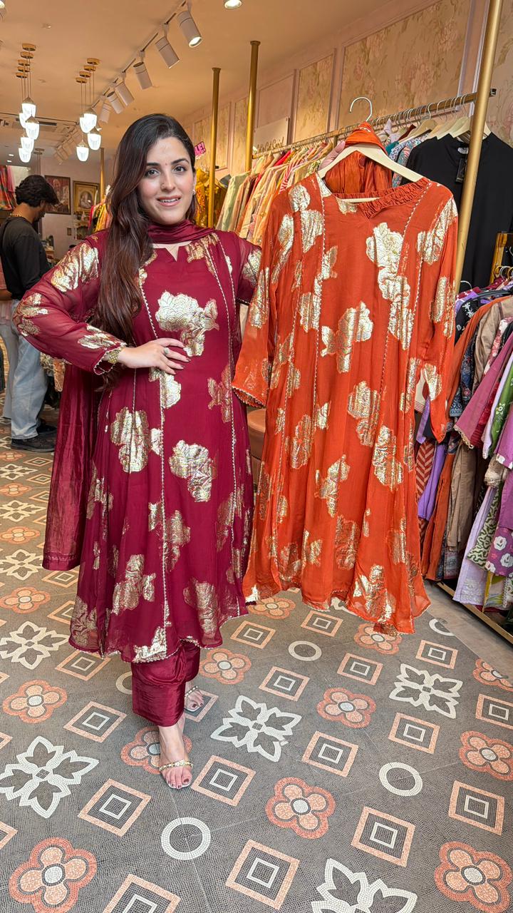 Elegant Floral Anarkali Kurta Set