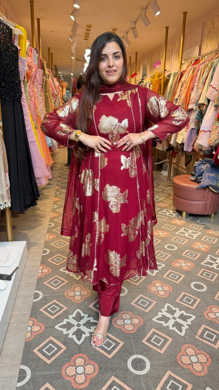 Elegant Floral Anarkali Kurta Set