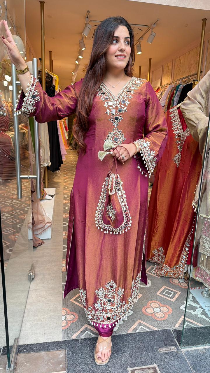 Royal Mirror-Work Long, elegant kurta