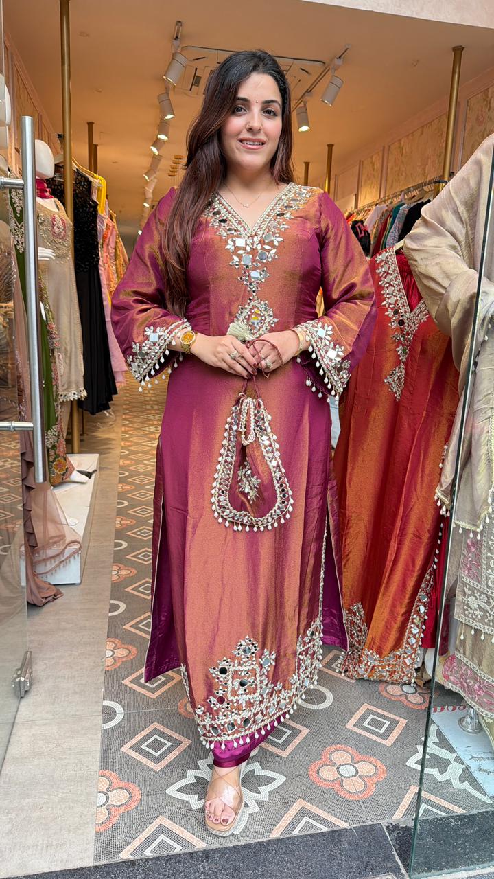 Royal Mirror-Work Long, elegant kurta