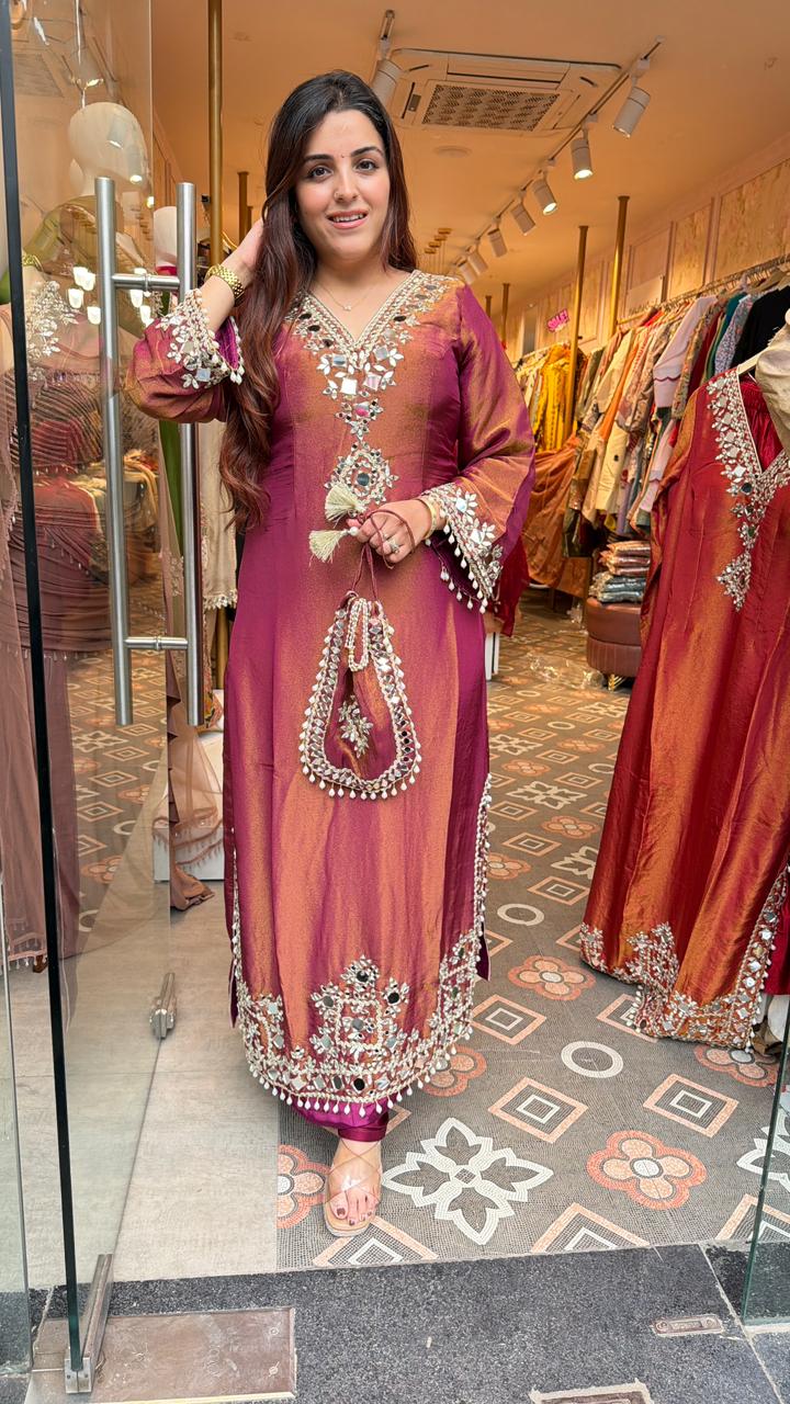 Royal Mirror-Work Long, elegant kurta
