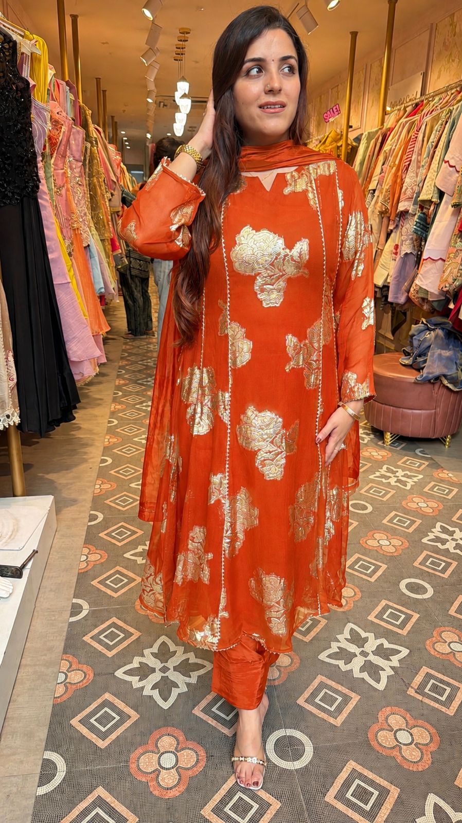 Elegant Floral Anarkali Kurta Set