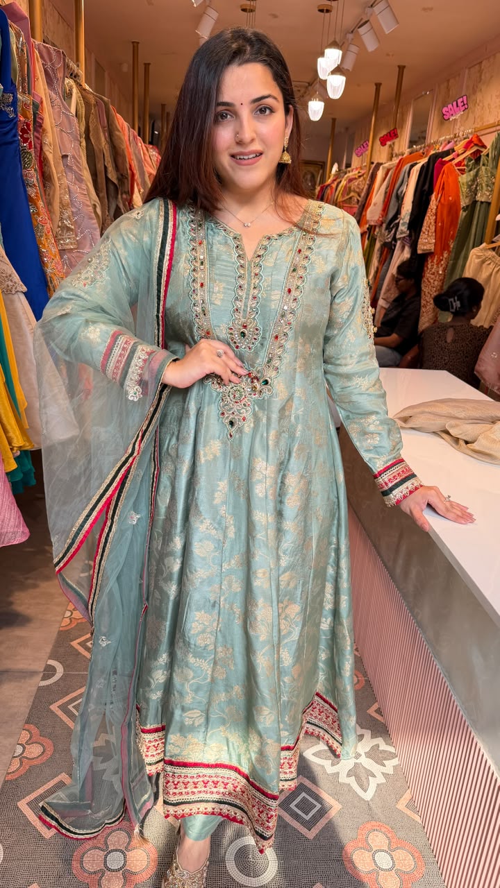 Mint Heritage Zari Anarkali Suit