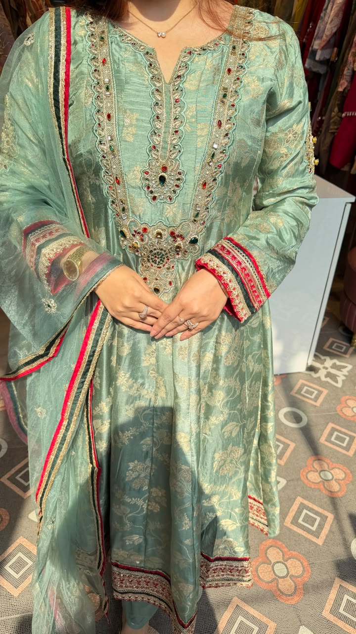Mint Heritage Zari Anarkali Suit