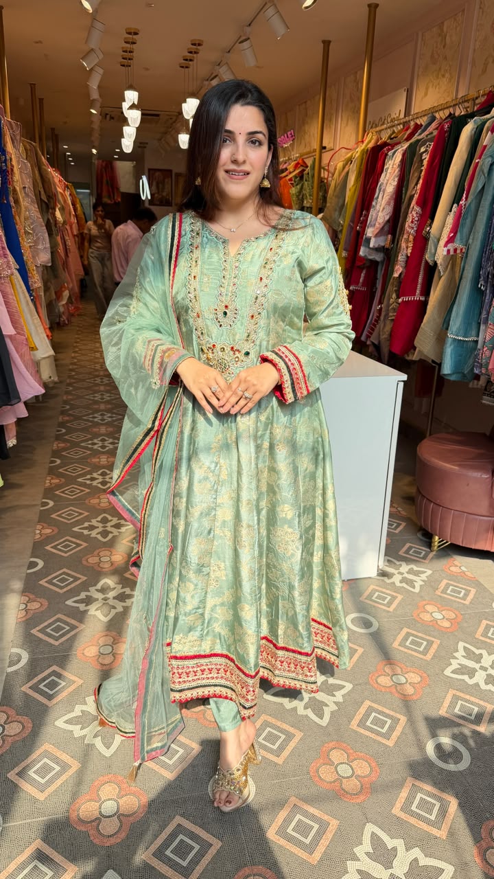 Mint Heritage Zari Anarkali Suit