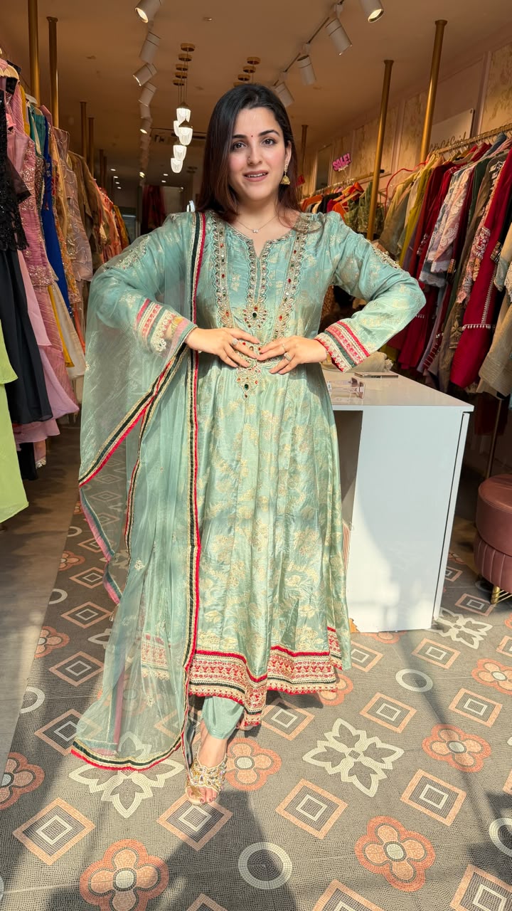 Mint Heritage Zari Anarkali Suit