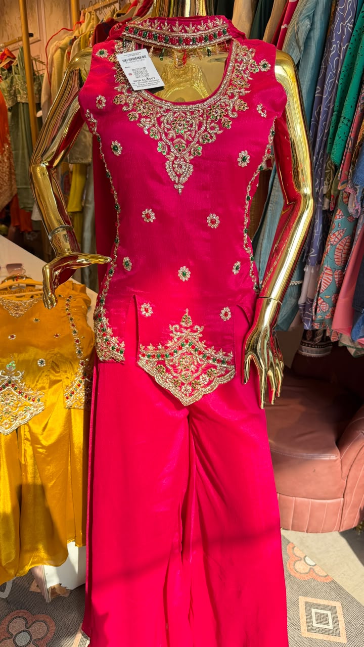 Short Kurti peplum-style designed Palazzo Suit Set