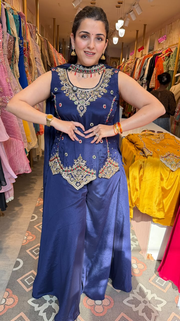 Short Kurti peplum-style designed Palazzo Suit Set
